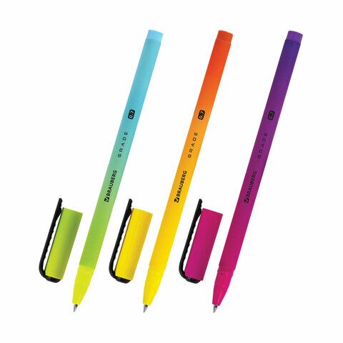 Ручка шарик. BRAUBERG GRADE, СИНЯЯ, корпус soft-touch, пишущий узел 0,7 мм, линия письма 0,35 мм, 144207