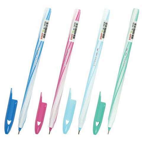 Ручка шарик. STAFF "CANDY PASTEL", синяя, игольчатый узел 0,6 мм, линия 0,3 мм, 144235