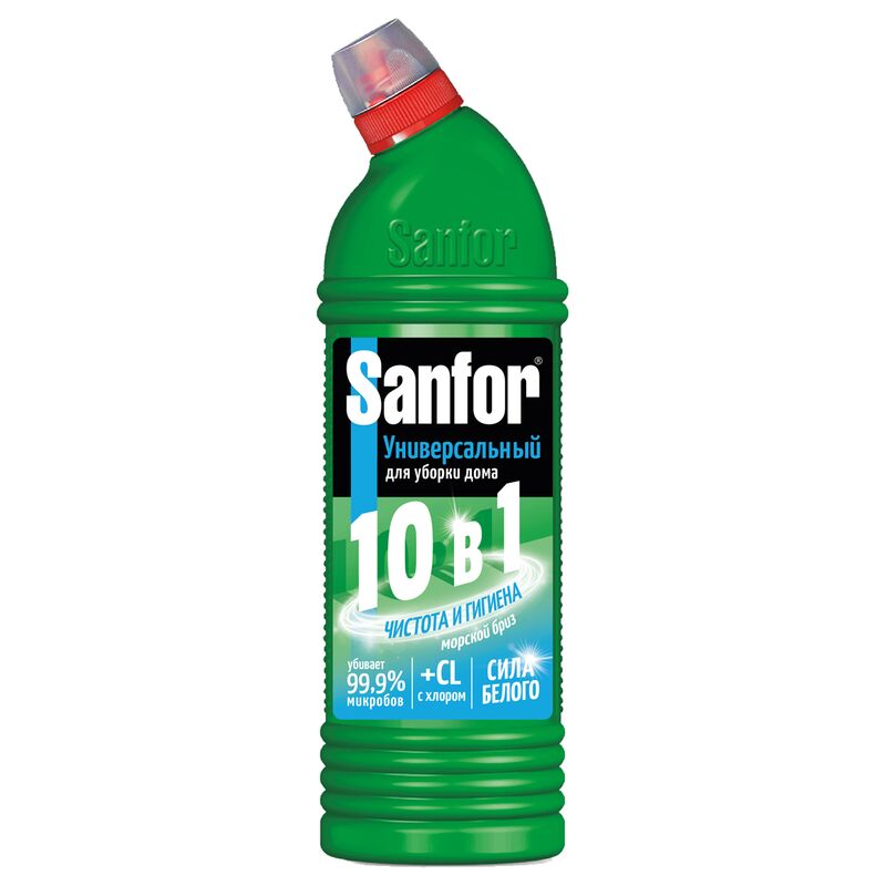 Чистящее средство для сантехники Sanfor Universal 10в 1. Морской бриз, гель с хлором, 750мл