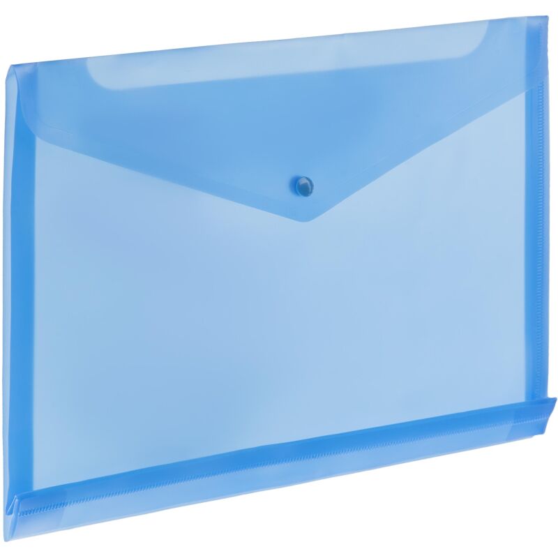 Папка-конверт А4 на кнопке 180мкм синяя 5шт