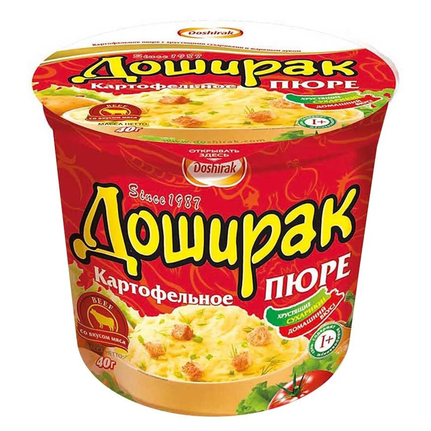 Картофельное пюре Доширак с мясом 40 г (24 штуки в упаковке)