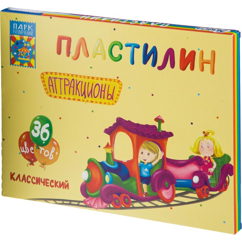 Пластилин классический Аттракционы набор 36 цв, 720 г, со стеком,ПЛ-К36-720