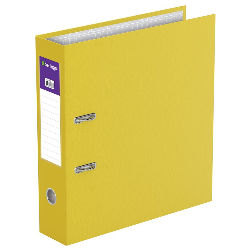 Папка-регистратор Berlingo Standard, 70мм, бумвинил, с карманом на корешке, желтая