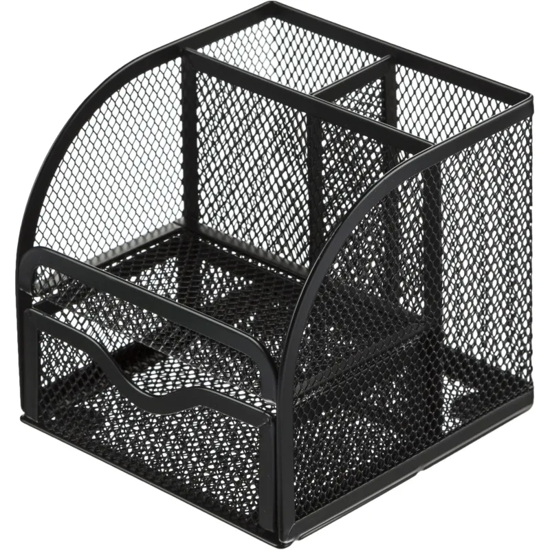 Подставка для канц. мелочей M&G 4 отделения черная 11.5x12.5x10.5 см