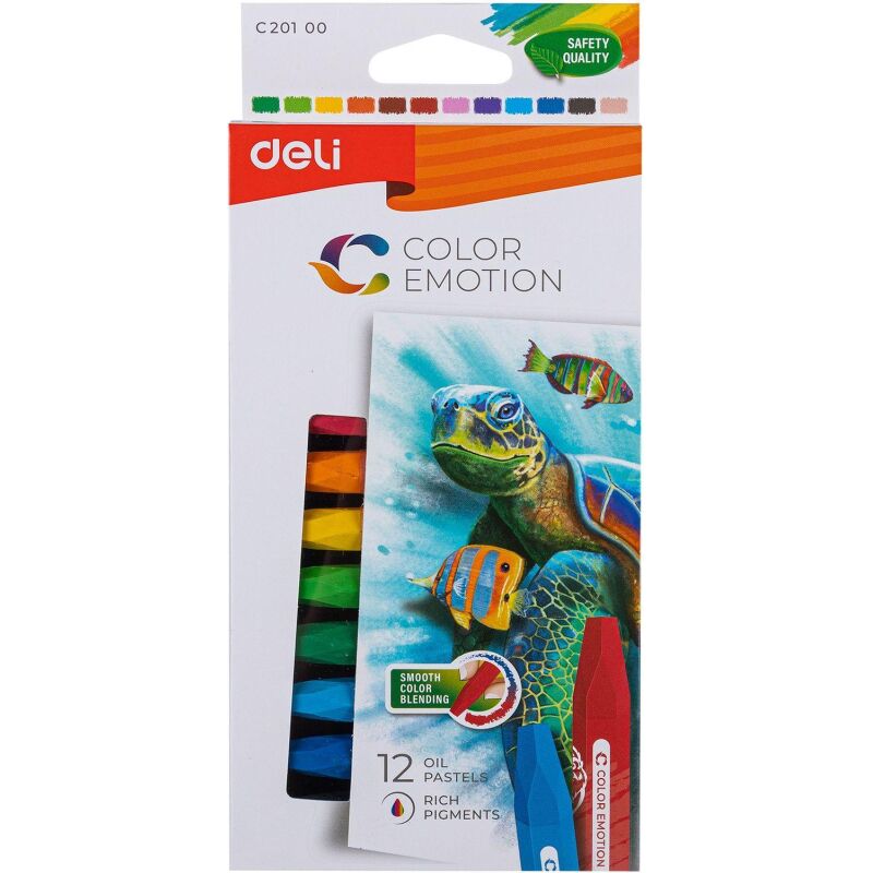 Пастель масляная Deli EC20100 Color Emotion 6-гран 12цв/наб