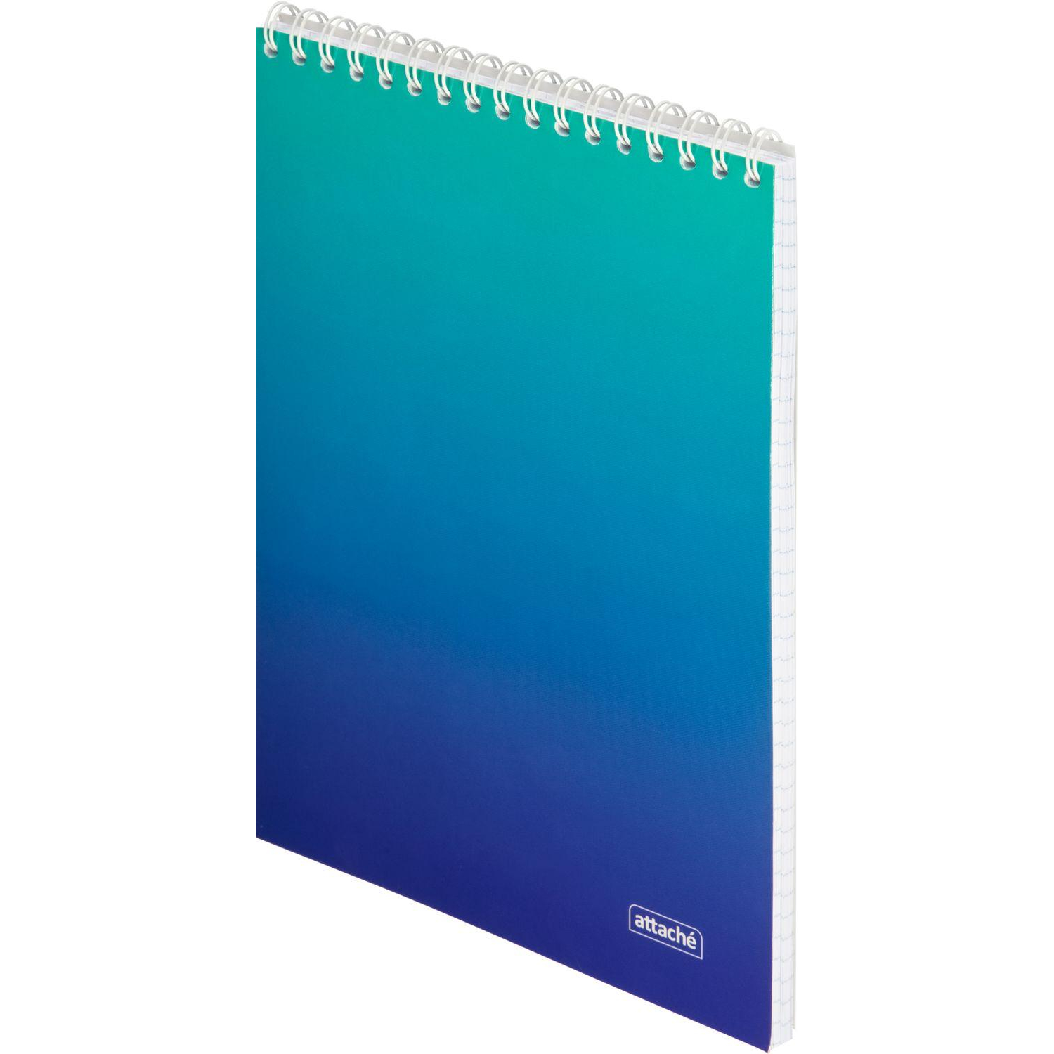 Бизнес-тетрадь А5 80л Attache Градиент Бирюза клетка, 65г, греб, УФ-лак