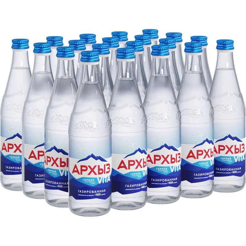 Вода минеральная Архыз Vita столовая газированная стекло 0.5 л