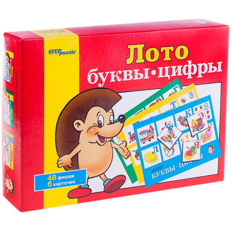 Игра настольная Лото, Step Puzzle Буквы-цифры, картонная коробка