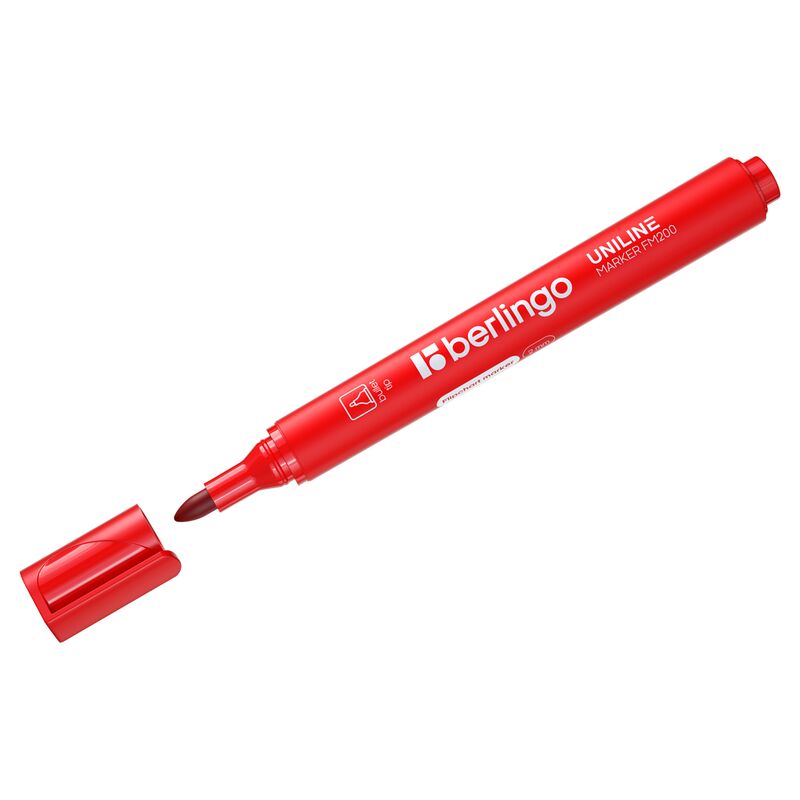 Маркер для флипчартов Berlingo Uniline FM200, красный, пулевидный, 2мм