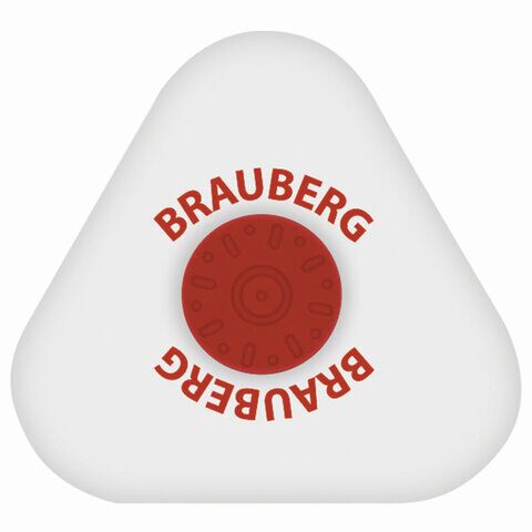 Ластик BRAUBERG Energy, 45х45х10 мм, белый, треугольный, красный пластиковый держатель, 222473