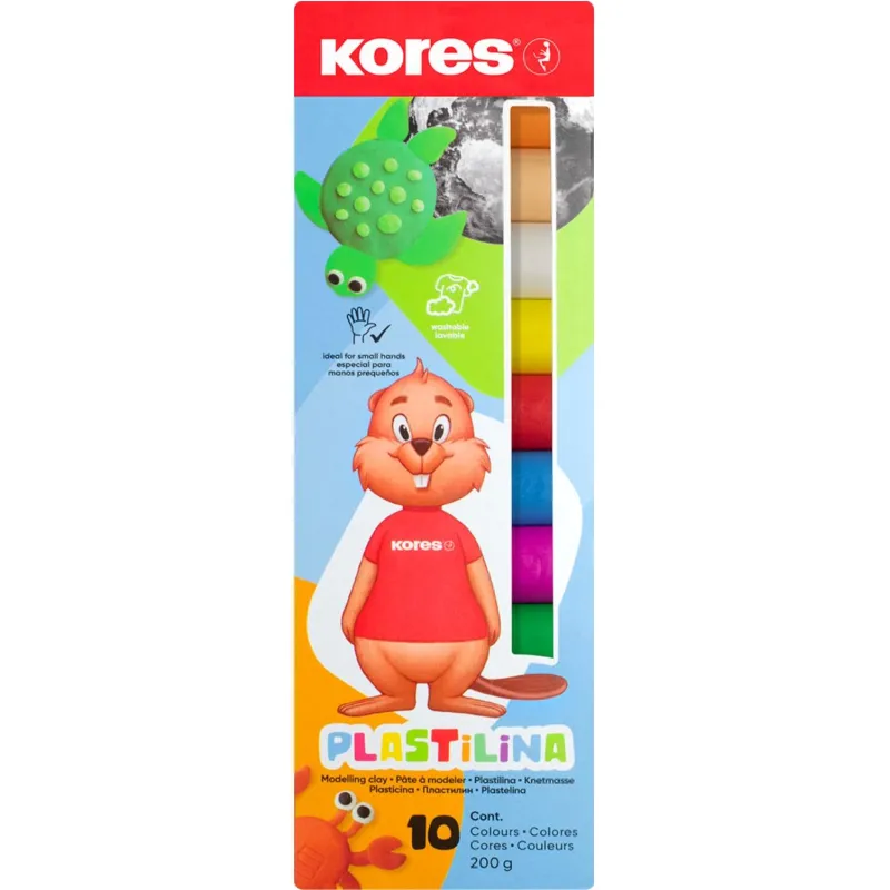 Пластилин 10цв 200г Kores Plastilina набор 34010
