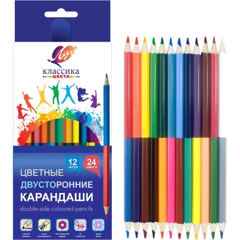 Карандаши 24цв 12шт шестигран. двусторон. Классика 33С 2190-08 набор