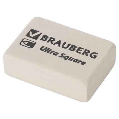 Ластик BRAUBERG Ultra Square, 26х18х8 мм, белый, натуральный каучук, 228707