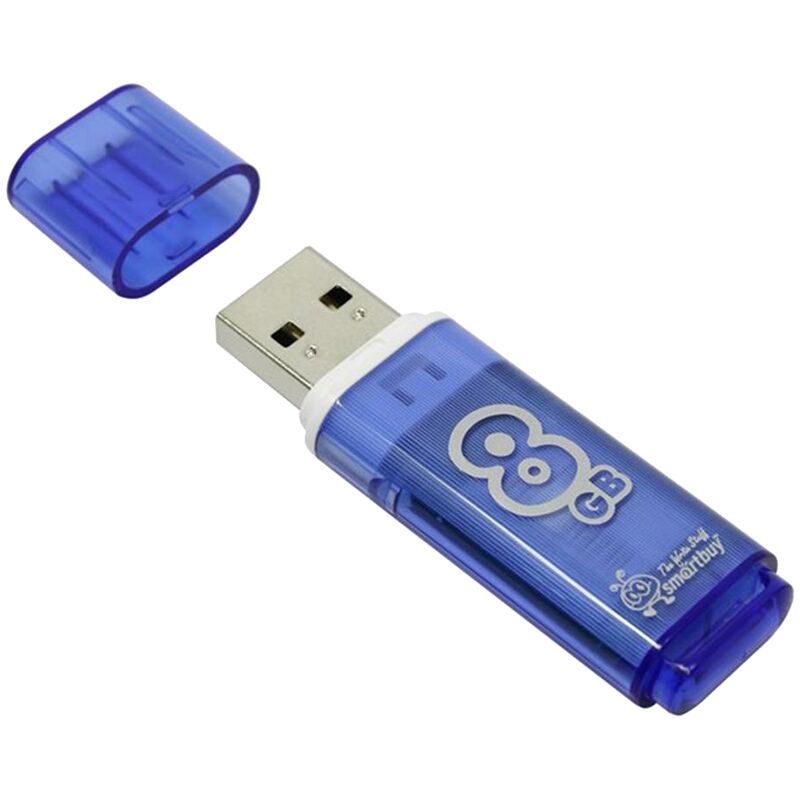 Память Smart Buy Glossy   8GB, USB 2.0 Flash Drive, голубой