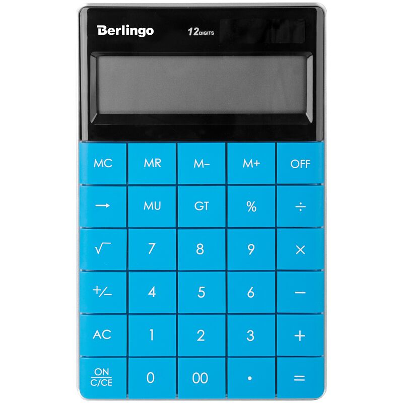 Калькулятор настольный Berlingo Power TX, 12 разр., двойное питание, 165*105*13мм, синий