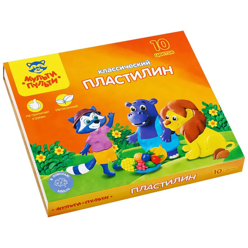 Пластилин Мульти-Пульти Приключения Енота, 10 цветов, 200г, со стеком, картон