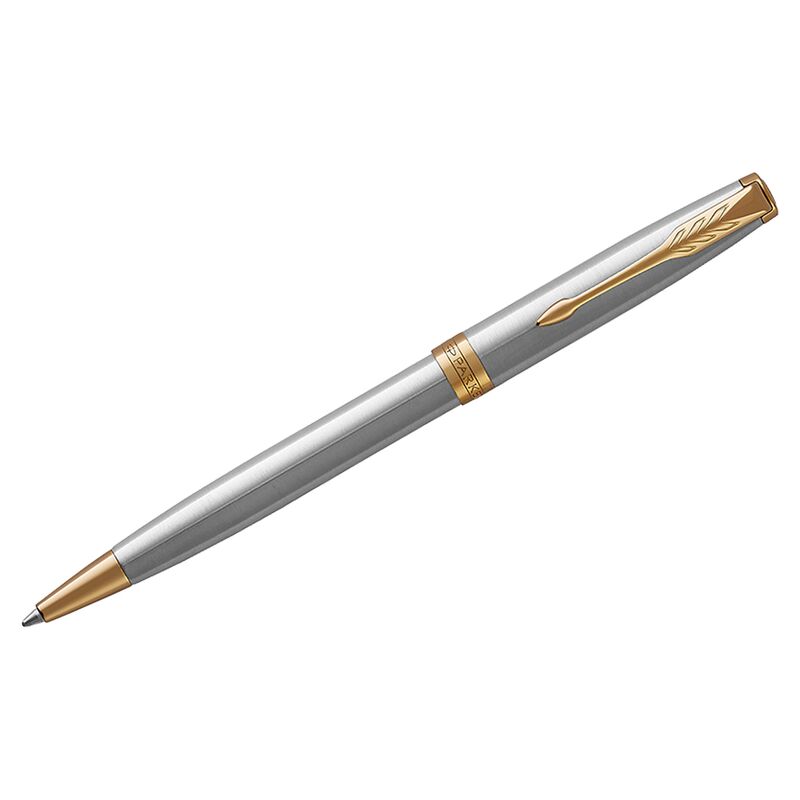 Ручка шариковая Parker Sonnet Stainless Steel GT черная, 1,0мм, поворот., подар. уп.