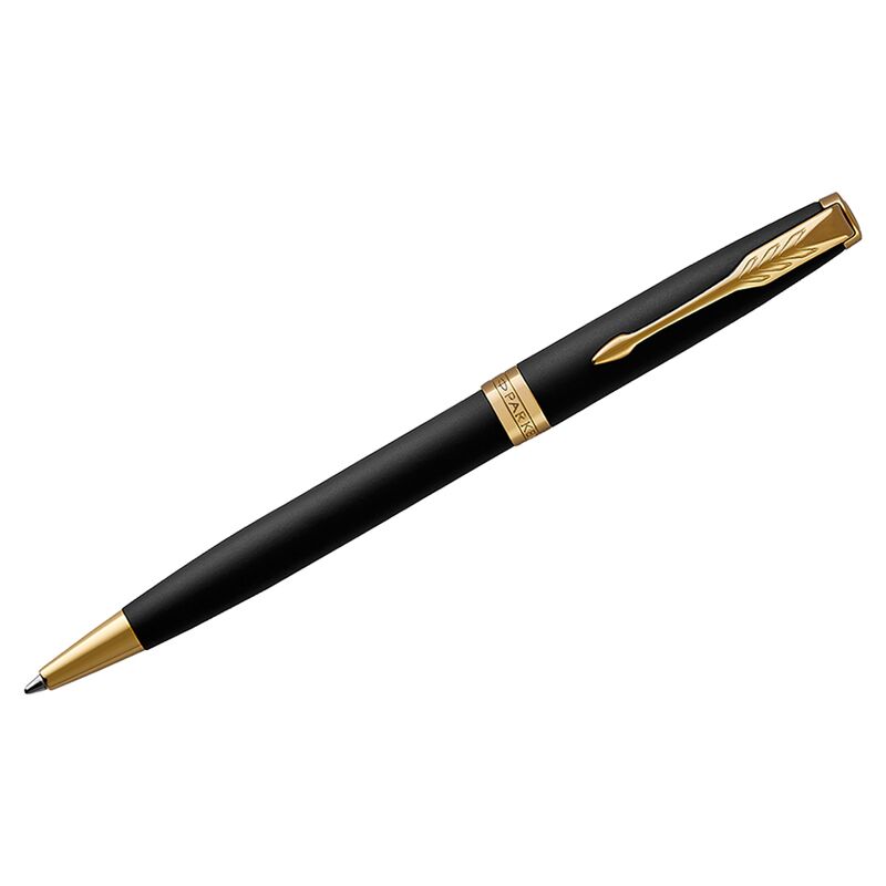 Ручка шариковая Parker Sonnet Matte Black GT черная, 1,0мм, поворот., подар. уп.