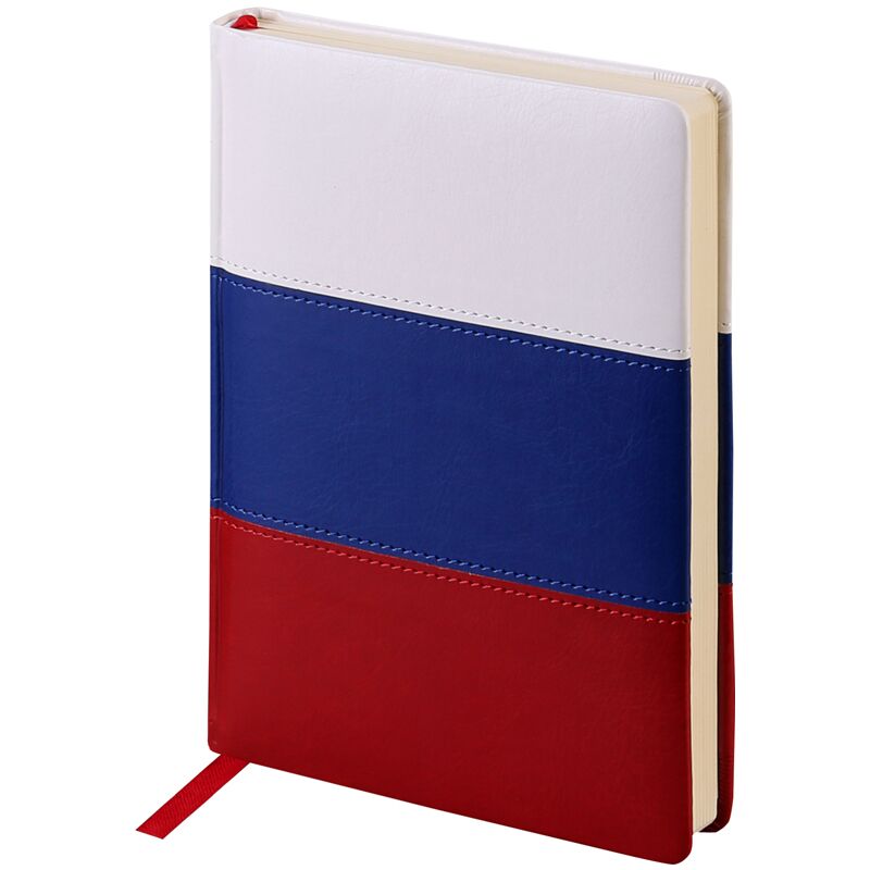 Ежедневник недатир. A5, 160л., кожзам, OfficeSpace Flag, триколор