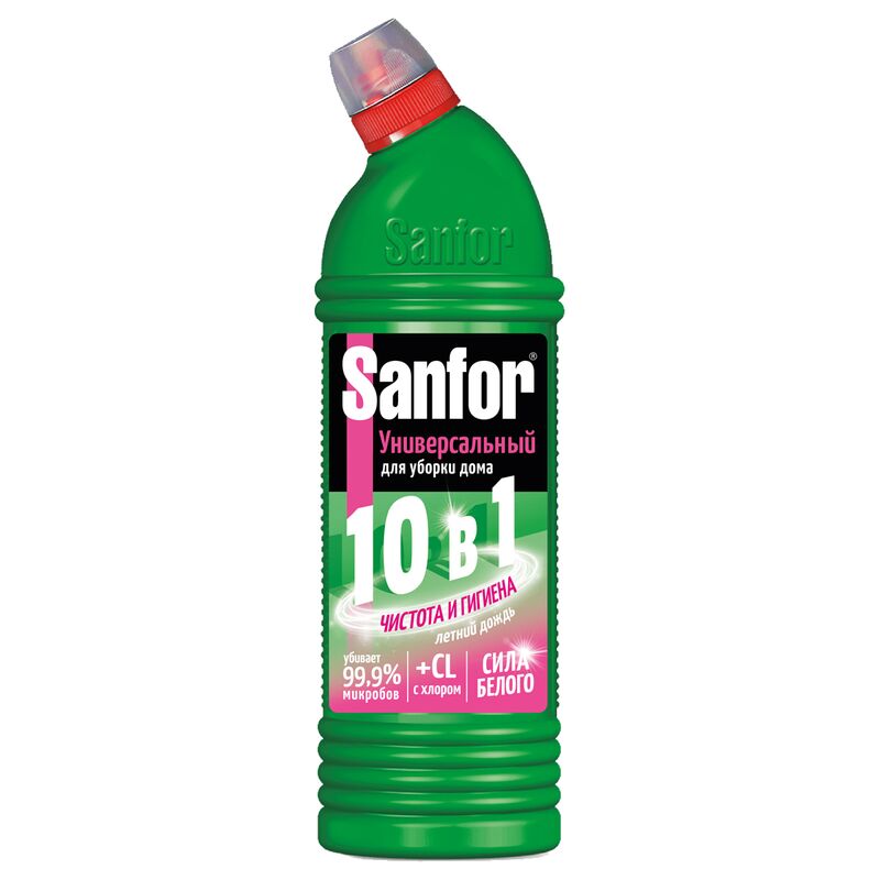 Чистящее средство для сантехники Sanfor Universal 10в 1. Летний дождь, гель с хлором, 1л