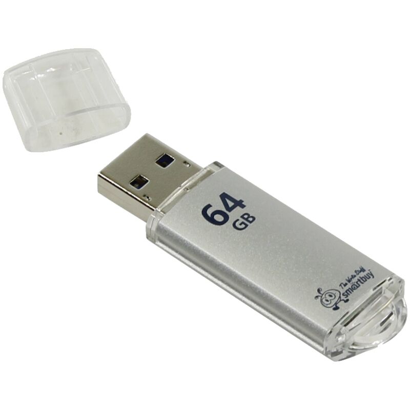 Память Smart Buy V-Cut  64GB, USB 2.0 Flash Drive, серебристый (металл.корпус)