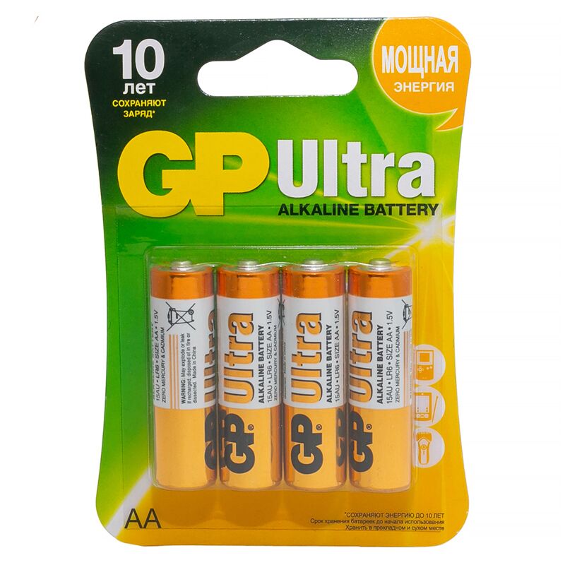 Батарейка GP Ultra AA/LR6 15AU алкалиновая, BC4