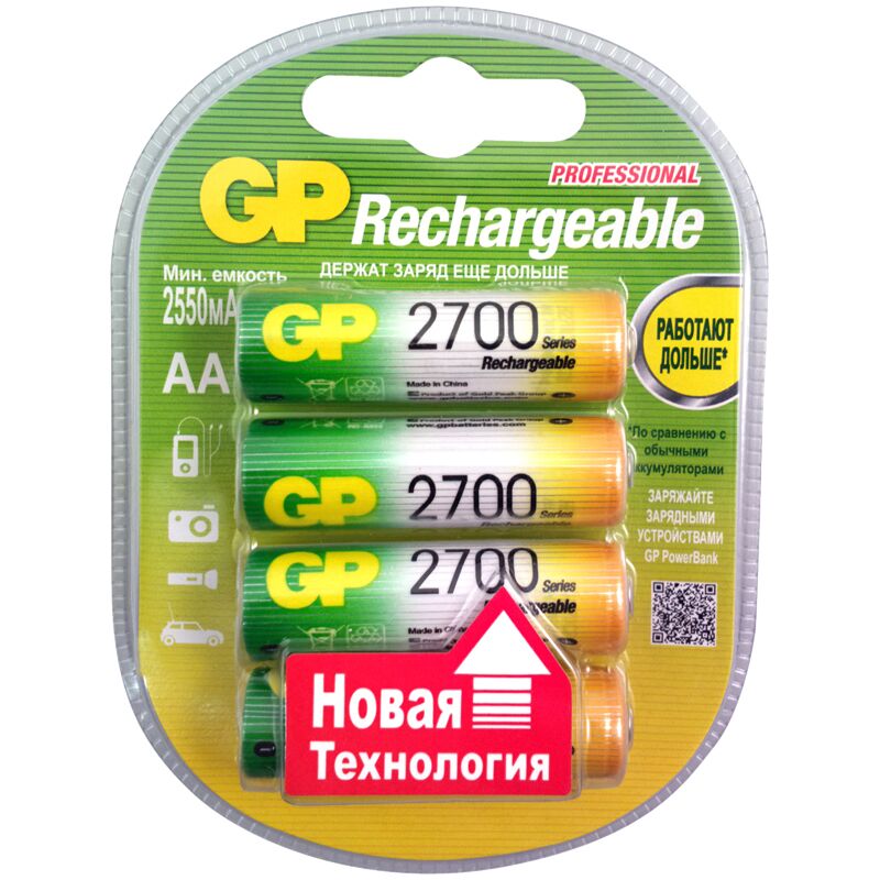 Аккумулятор GP AA (HR06) 2700mAh 4BL