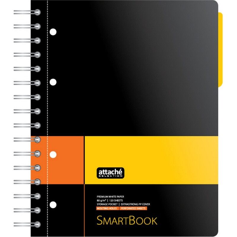 Тетрадь SMARTBOOK А5 120л. клетка,спир,микроп,разд,карм,жел-оран