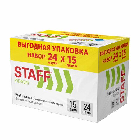 Клей-карандаш 15г STAFF EVERYDAY 24шт