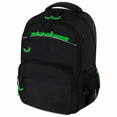 Рюкзак BRAUBERG FORCE, 2 отделения, 5 карманов, "Neon green", 39х28х17 см,
