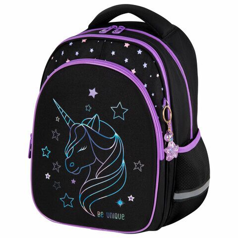 Рюкзак BRAUBERG OPTIMA, 2 отделения, с брелоком, "Radiant unicorn", 36х27х18 см,