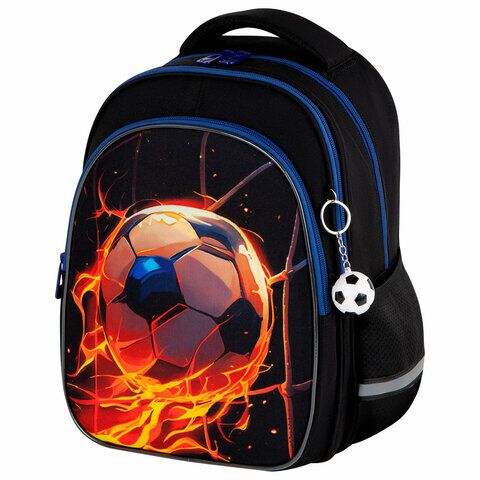 Рюкзак BRAUBERG OPTIMA, 2 отделения, с брелоком, "Burning ball", 3D-панель, 36х27х18 см,