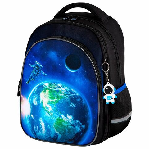 Рюкзак BRAUBERG OPTIMA, 2 отделения, с брелоком, "Brave astronaut", 3D-панель, 36х27х18 см,
