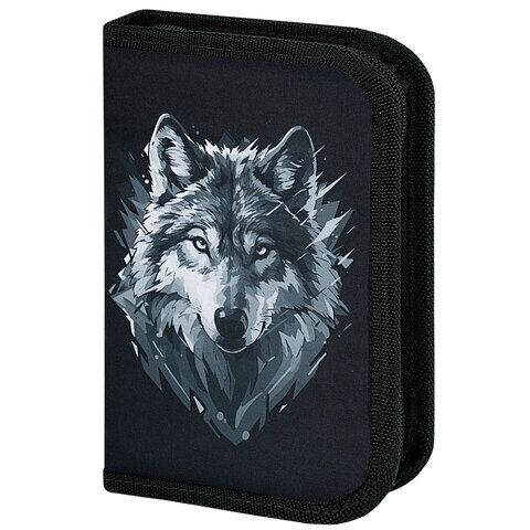 Пенал BRAUBERG 1 отд полиэстер, 21х14 см, "Gray wolf", 273520