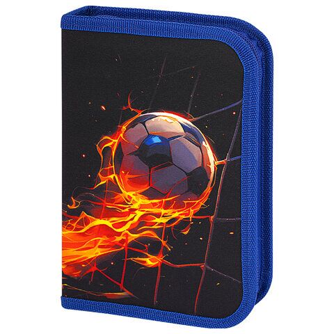 Пенал BRAUBERG 1 отд 2 откидные планки, полиэстер, 21х14 см, "Burning ball", 273529
