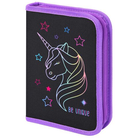 Пенал BRAUBERG с наполнением 1 отд 1 откидная планка, 24 предмета, 21х14 см, "Radiant unicorn", 273532