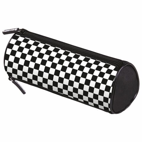 Пенал мягкий BRAUBERG 3 отд нейлон, 21х7х7 см, "Black and White", 273582
