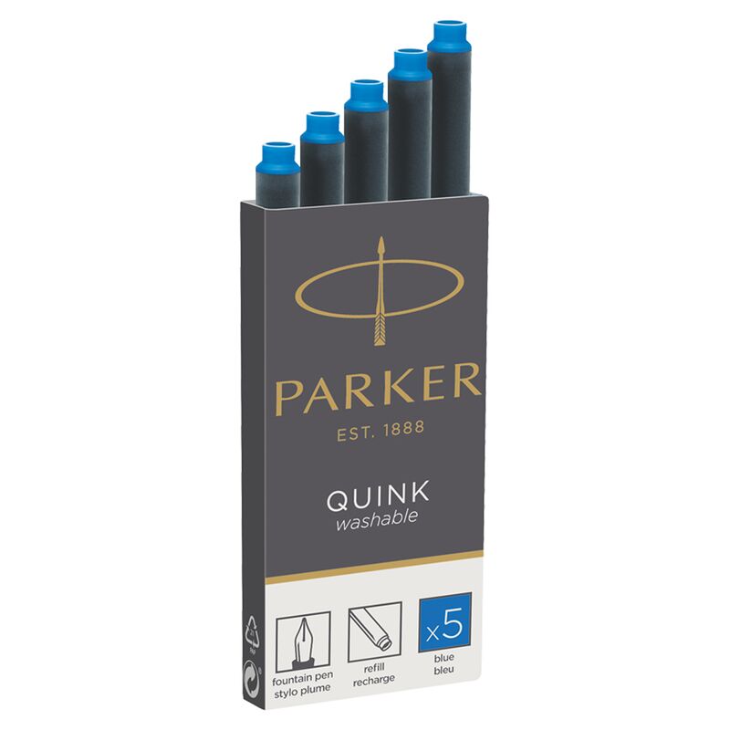 Картриджи чернильные Parker Cartridge Quink смываемые синие, 5шт., картонная коробка