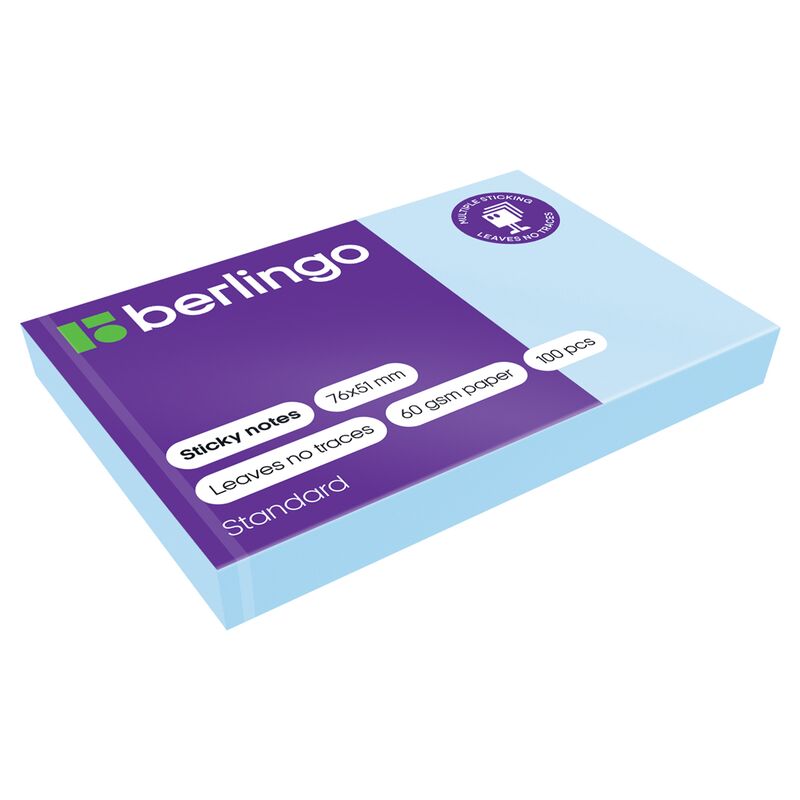 Самоклеящийся блок Berlingo Standard, 76*51мм, 100л, голубой