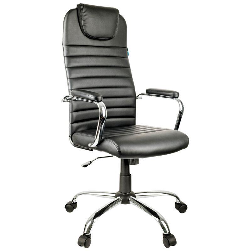 Кресло руководителя Helmi HL-E25 Intelligent, экокожа черная, подголовник, хром