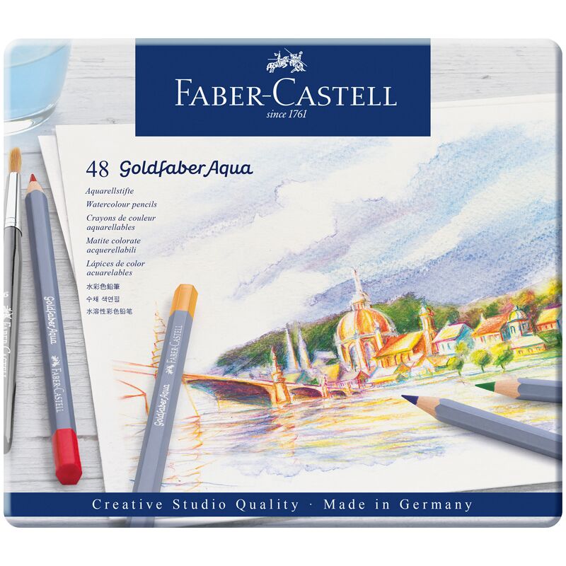 Карандаши акварельные художественные Faber-Castell Goldfaber Aqua, 48цв, метал. коробка