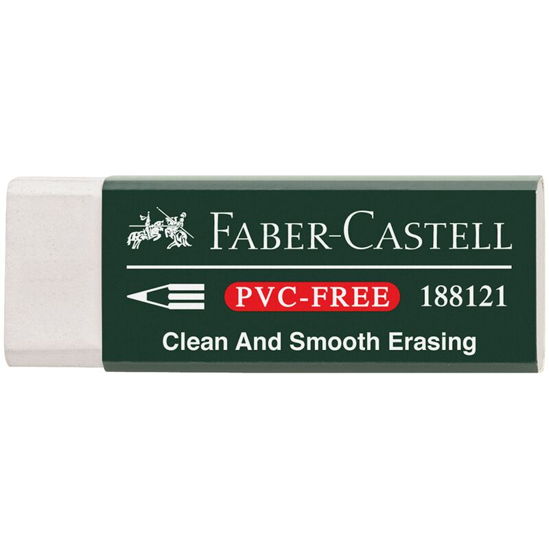 Ластик Faber-Castell PVC-free, прямоугольный, картонный футляр, в пленке, 63*22*11мм