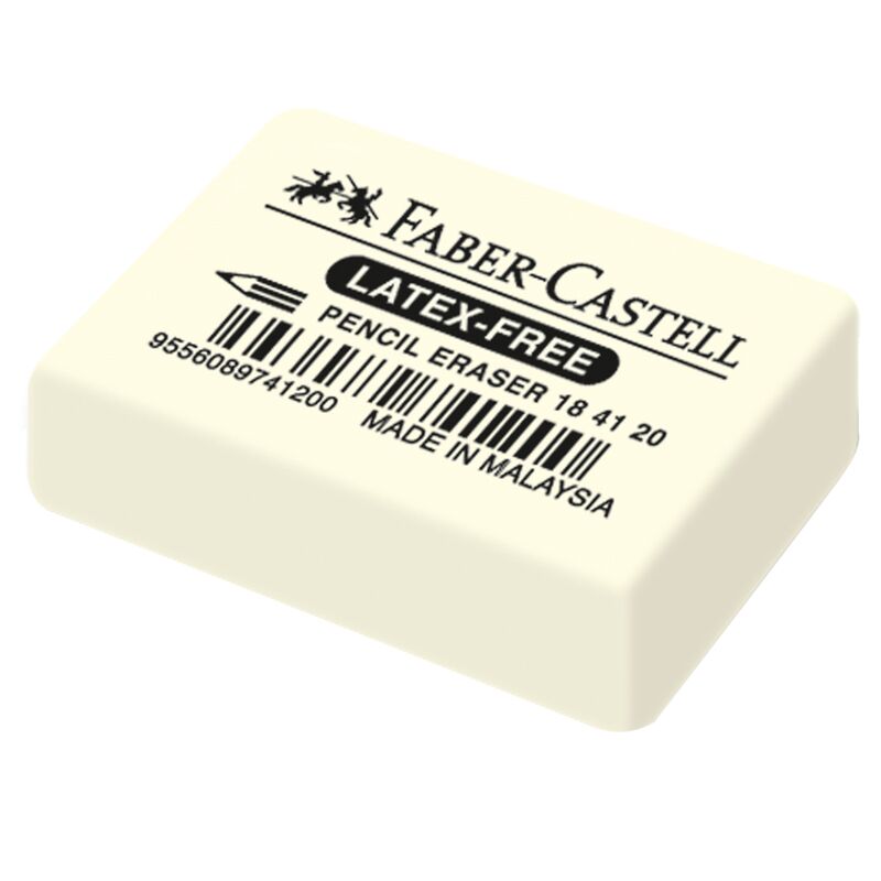 Ластик Faber-Castell Latex-Free, прямоугольный, синтетический каучук, 40*27*10мм