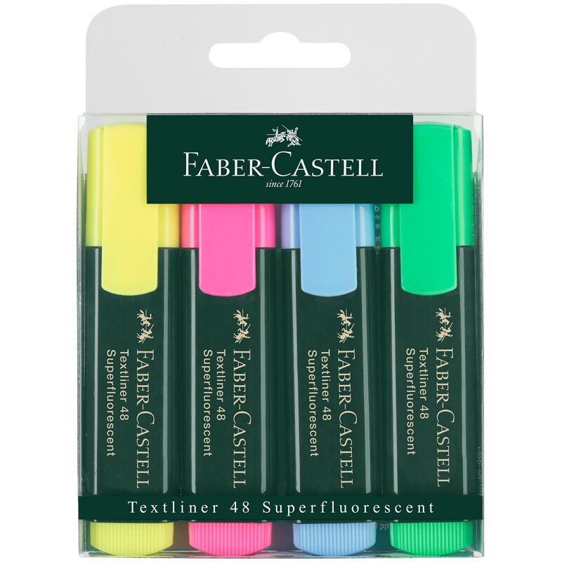 Набор текстовыделителей Faber-Castell 48 4цв., 1-5мм, пластик. уп., европодвес