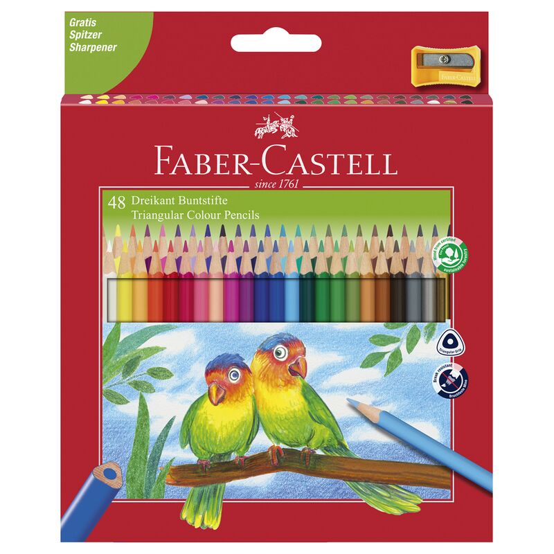 Карандаши 48цв Faber-Castell Ecopen трехгран., заточен., картон, европодвес, с точилкой