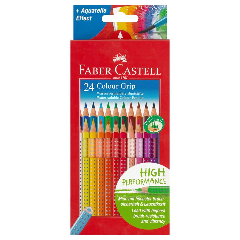 Карандаши цветные Faber-Castell Grip, 24цв., трехгран., заточен., картон, европодвес