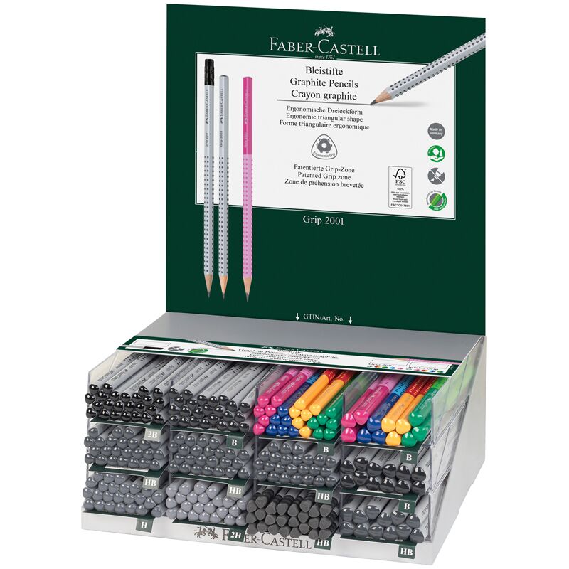 Карандаш ч/гр Faber-Castell "Grip 2001" трехгранный, заточен., дисплей