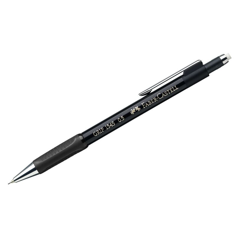 Карандаш механический Faber-Castell Grip 1345 B, 0,5мм, грип, с ласт., автоподача грифеля, черный