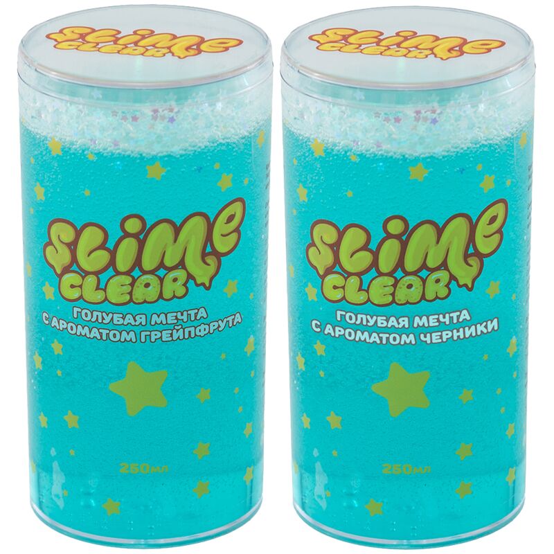Слайм Slime Clear-slime. Голубая мечта, голубой, с наполн. звездочки, аромат ассорти, 250г