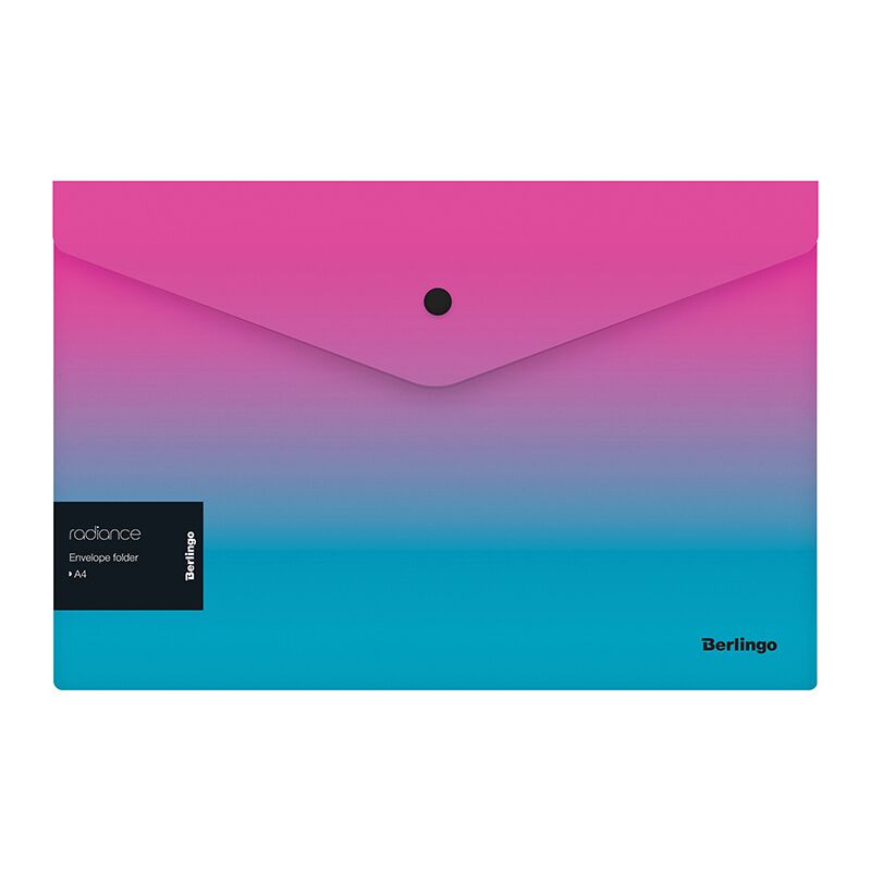 Папка-конверт на кнопке Berlingo Radiance, 180мкм, розовый/голубой градиент, с рисунком